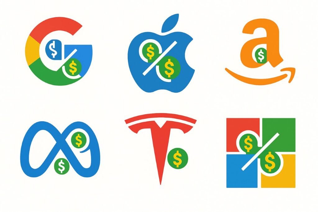 Vector illustration of fractional shares investing showing dollar signs and stock icons split into fractions